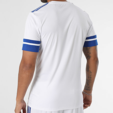 Adidas Sportswear - Ensemble Tee Shirt Et Short Jogging A Bandes SQUA25 Jersey JG5827 JH3409 Blanc Bleu Roi